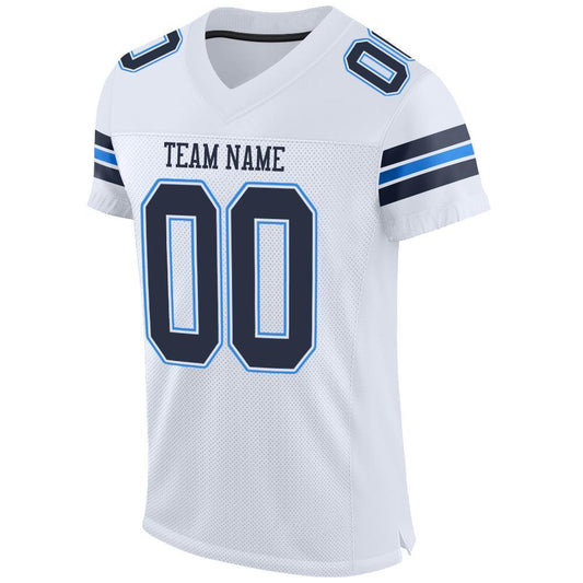 Custom White Navy-Powder Blue Mesh Authentic Football Jersey - Sky-Custom