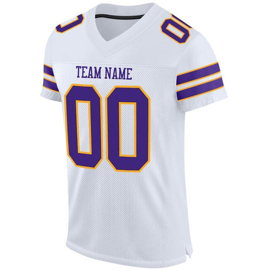Custom White Purple-Gold Mesh Authentic Football Jersey - Sky-Custom