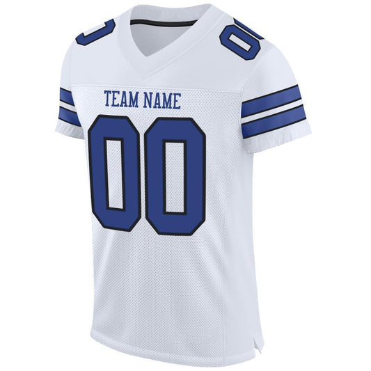 Custom White Royal-Black Mesh Authentic Football Jersey - Sky-Custom