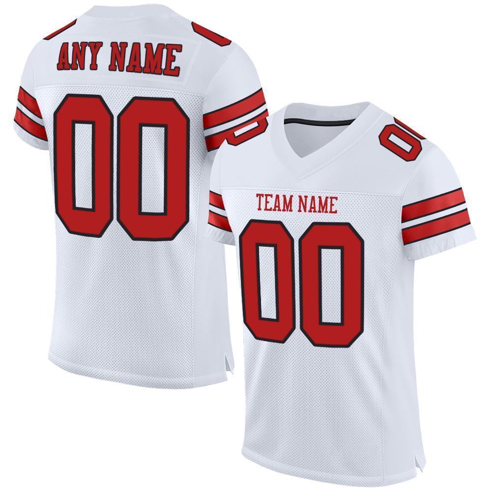 Custom White Scarlet-Black Mesh Authentic Football Jersey - Sky-Custom