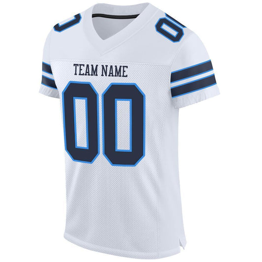 Custom White Navy-Powder Blue Mesh Authentic Football Jersey - Sky-Custom