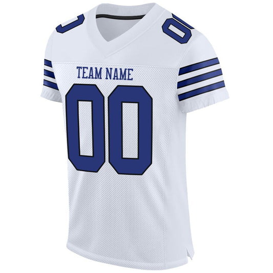 Custom White Royal-Black Mesh Authentic Football Jersey - Sky-Custom