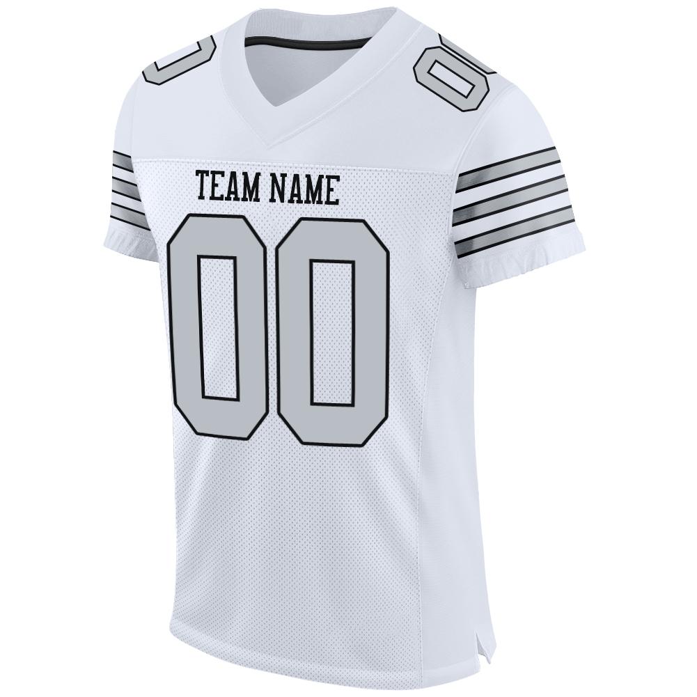 Custom White Silver-Black Mesh Authentic Football Jersey - Sky-Custom