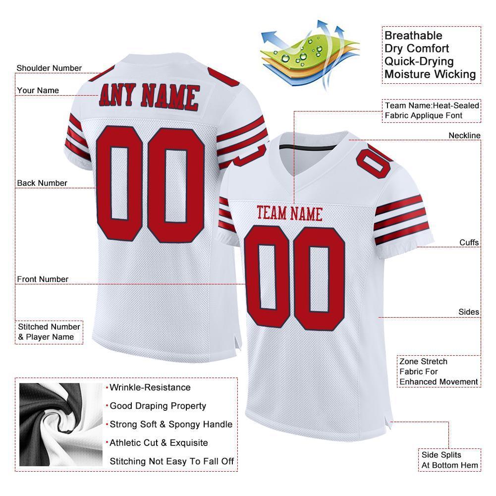 Custom White Red-Navy Mesh Authentic Football Jersey - Sky-Custom