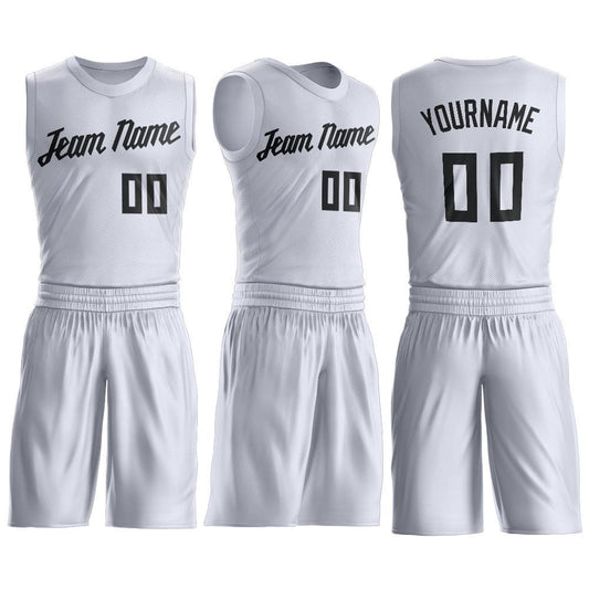 Custom White Black Round Neck Suit Basketball Jersey - Sky-Custom