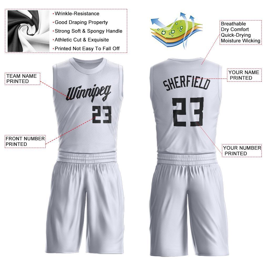 Custom White Black Round Neck Suit Basketball Jersey - Sky-Custom
