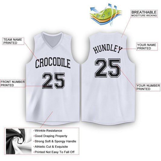 Custom White Black V-Neck Basketball Jersey - Sky-Custom