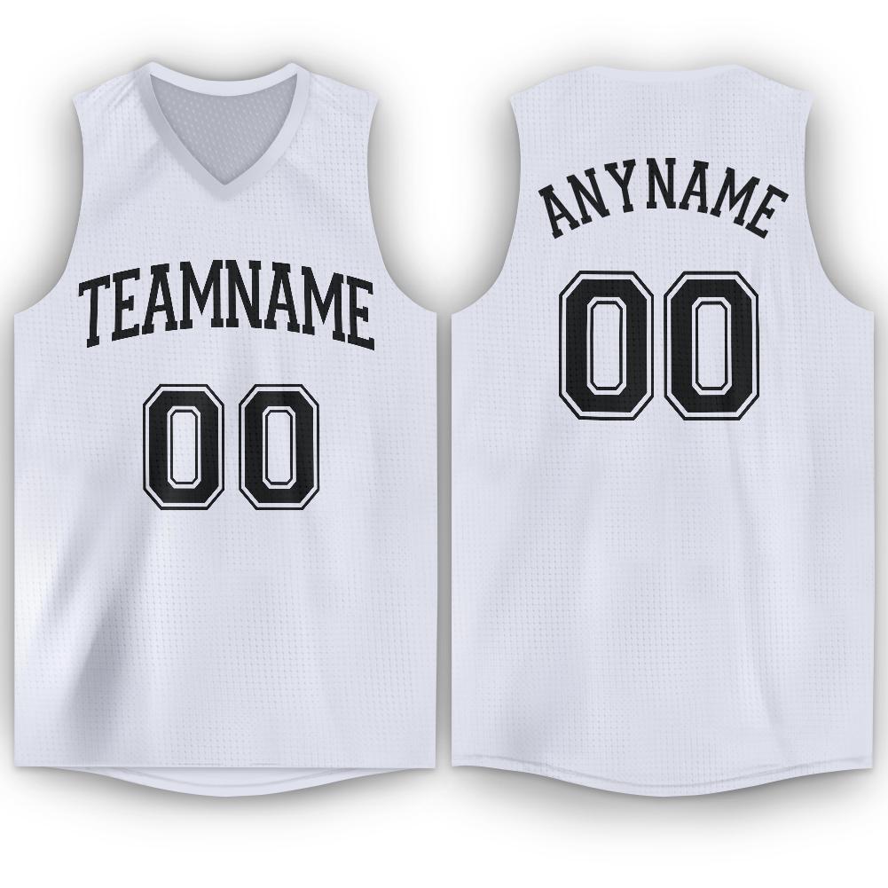 Custom White Black V-Neck Basketball Jersey - Sky-Custom