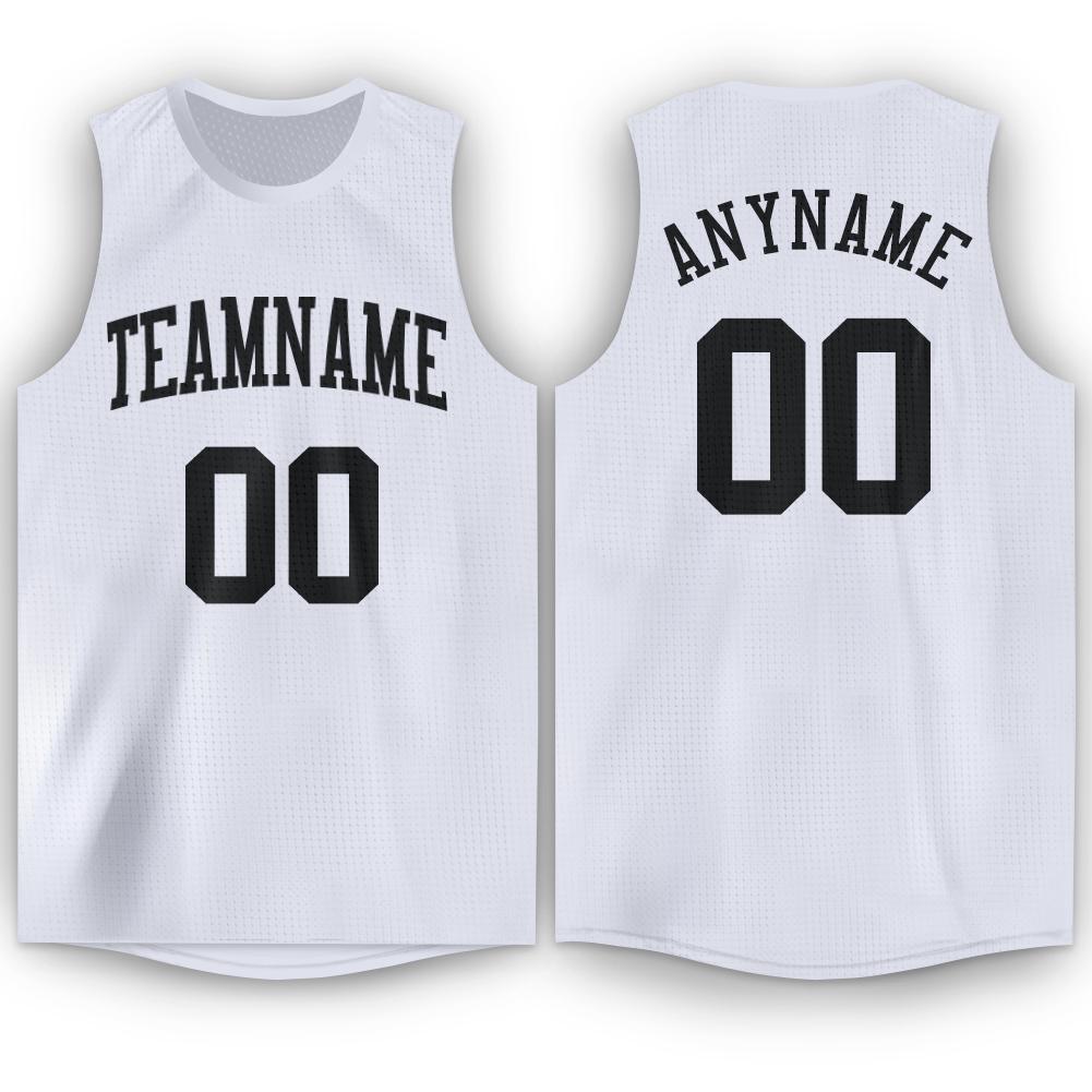 Custom White Black Round Neck Basketball Jersey - Sky-Custom