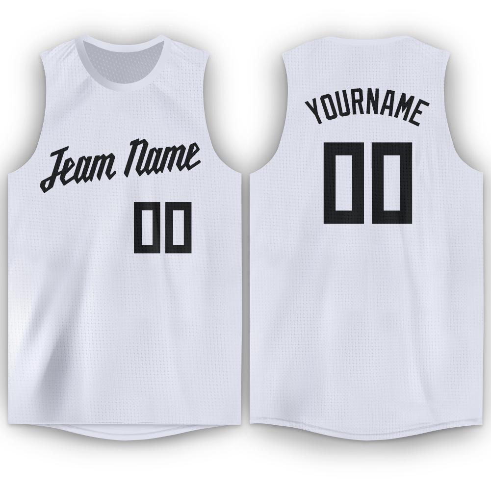 Custom White Black Round Neck Basketball Jersey - Sky-Custom