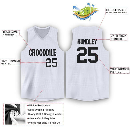 Custom White Black V-Neck Basketball Jersey - Sky-Custom