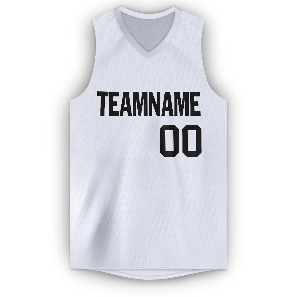 Custom White Black V-Neck Basketball Jersey - Sky-Custom