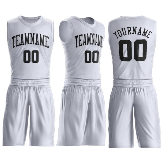 Custom White Black Round Neck Suit Basketball Jersey - Sky-Custom