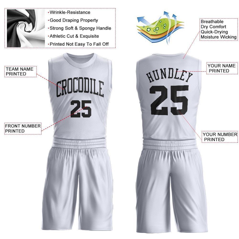 Custom White Black Round Neck Suit Basketball Jersey - Sky-Custom