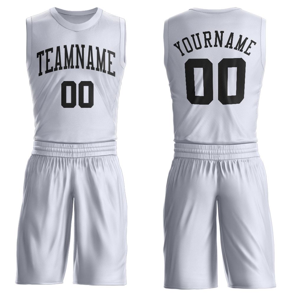 Custom White Black Round Neck Suit Basketball Jersey - Sky-Custom