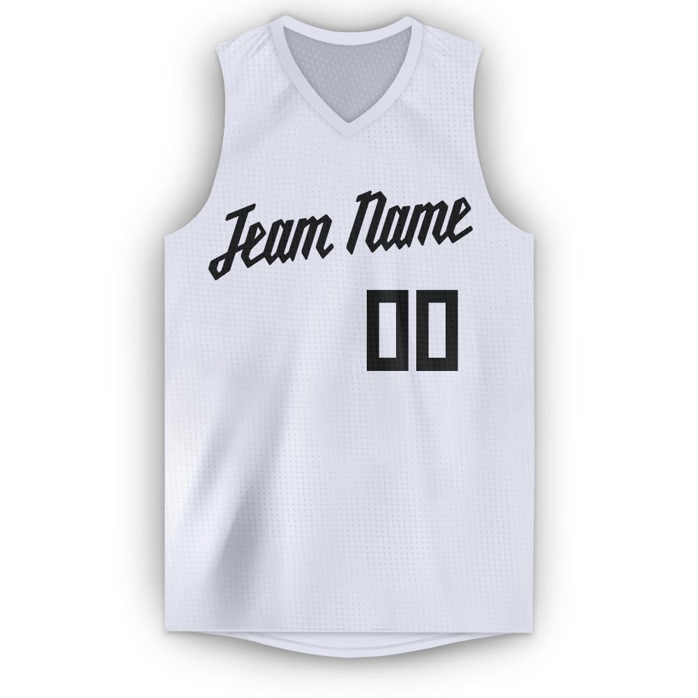 Custom White Black V-Neck Basketball Jersey - Sky-Custom