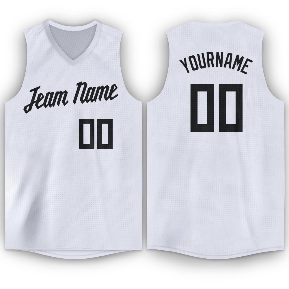 Custom White Black V-Neck Basketball Jersey - Sky-Custom