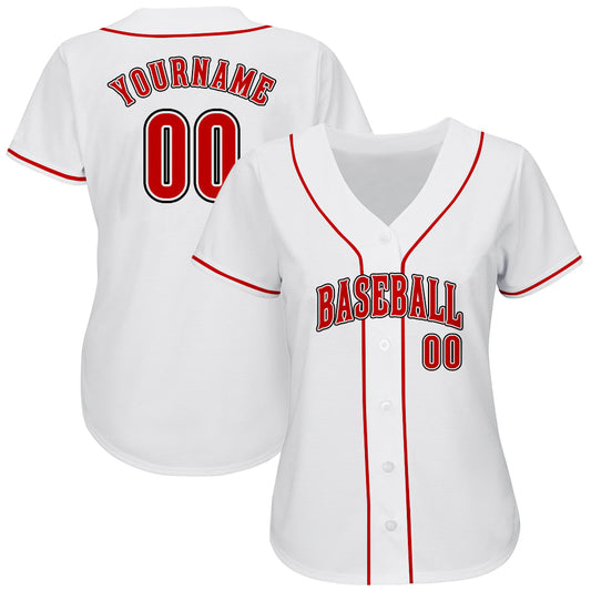 Custom White Red-Black Authentic Baseball Jersey - Sky-Custom