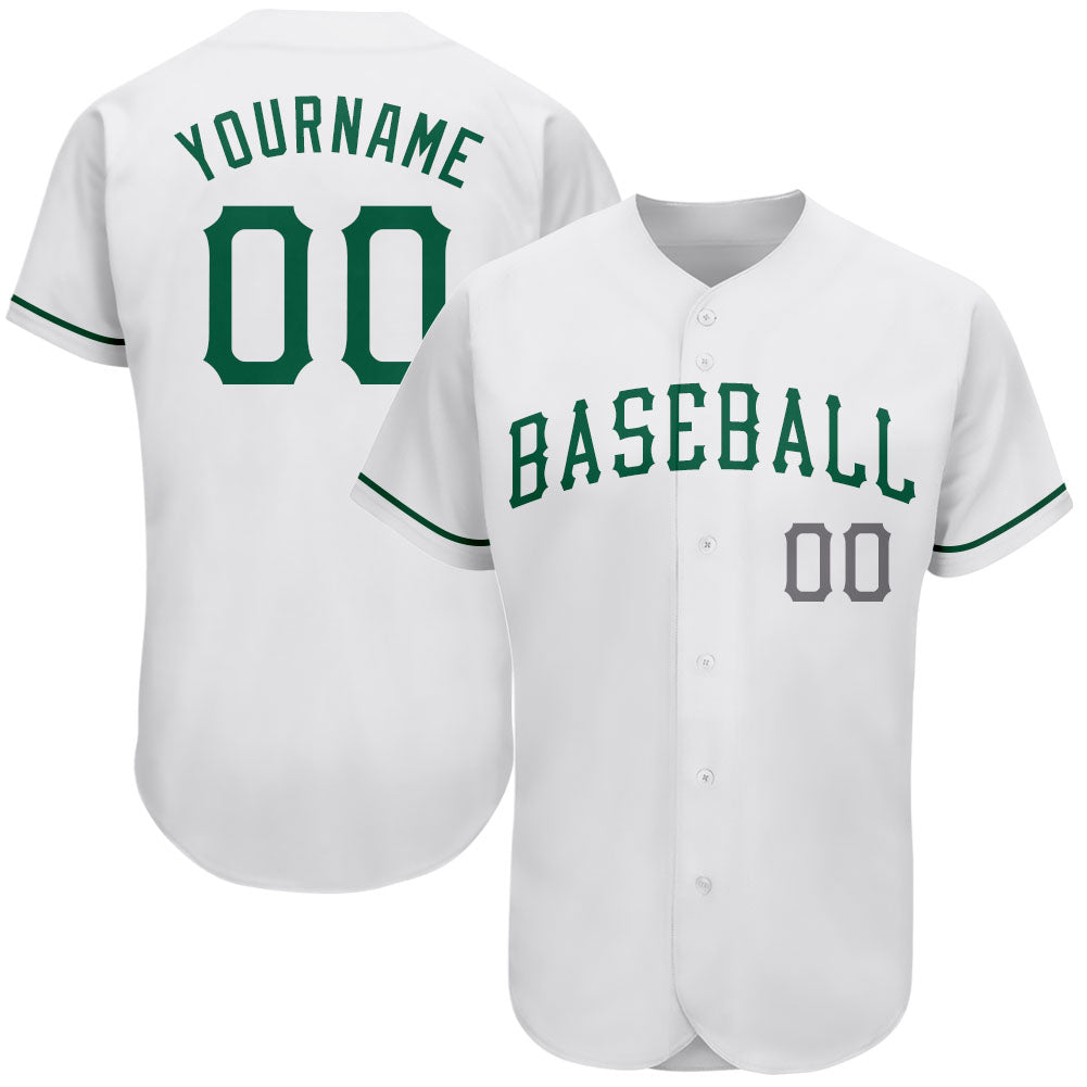 Custom White Kelly Green-Gray Authentic St. Patrick's Day Baseball Jersey - Sky-Custom