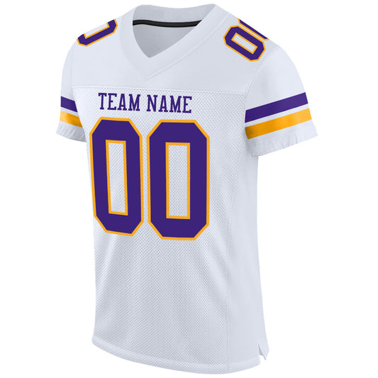 Custom White Purple-Gold Mesh Authentic Football Jersey - Sky-Custom