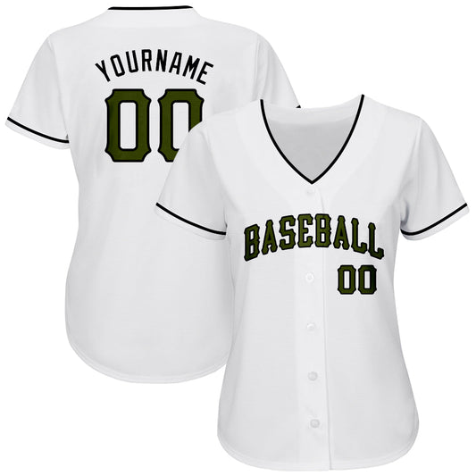 Custom White Olive-Black Authentic Memorial Day Baseball Jersey - Sky-Custom
