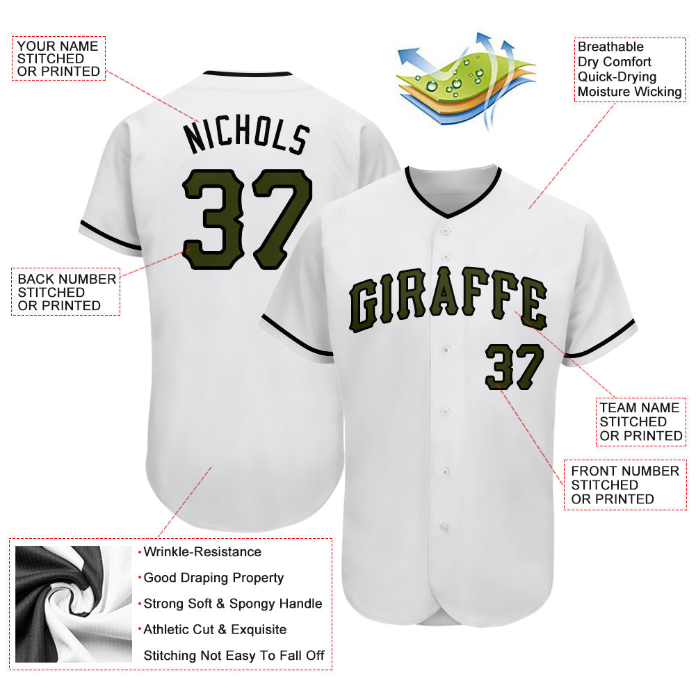 Custom White Olive-Black Authentic Memorial Day Baseball Jersey - Sky-Custom