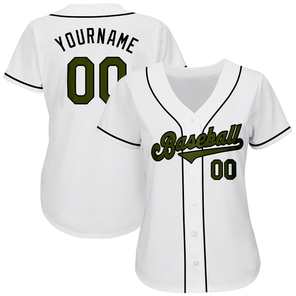 Custom White Olive-Black Authentic Memorial Day Baseball Jersey - Sky-Custom