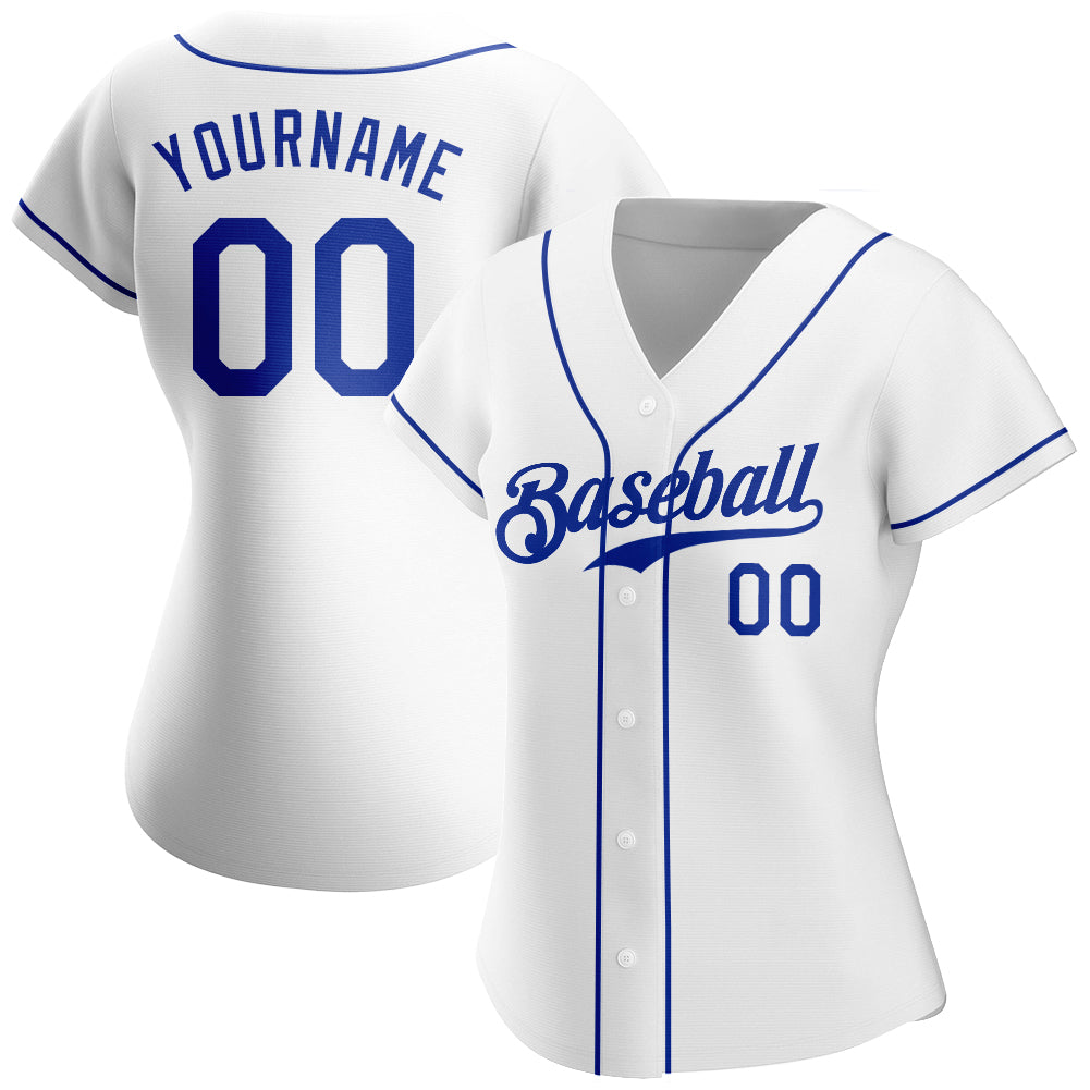 Custom White Royal Authentic Baseball Jersey - Sky-Custom