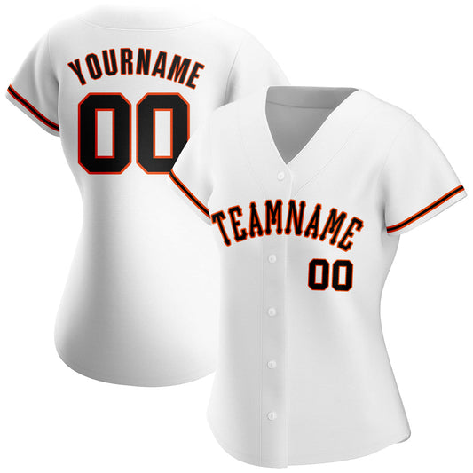 Custom White Black-Orange Authentic Baseball Jersey - Sky-Custom
