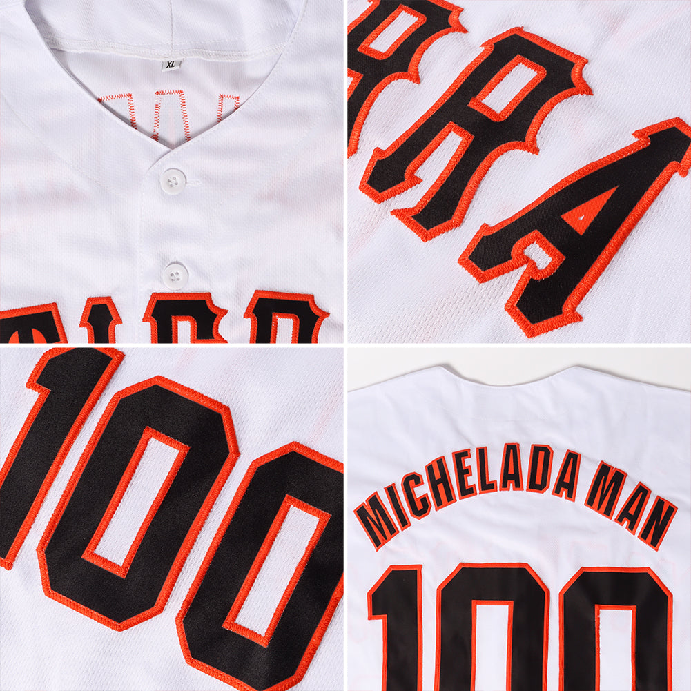 Custom White Black-Orange Authentic Baseball Jersey - Sky-Custom
