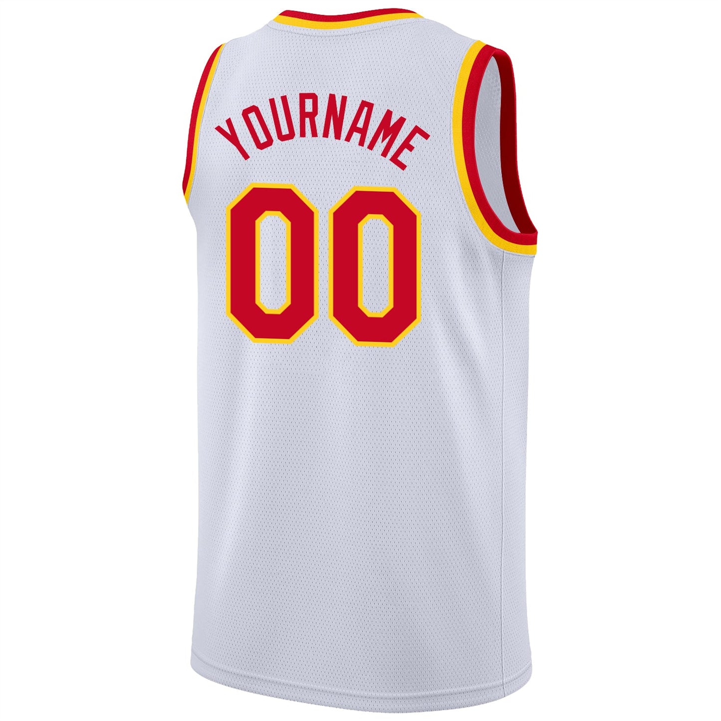 Custom White Red-Gold Round Neck Rib-Knit Basketball Jersey - Sky-Custom