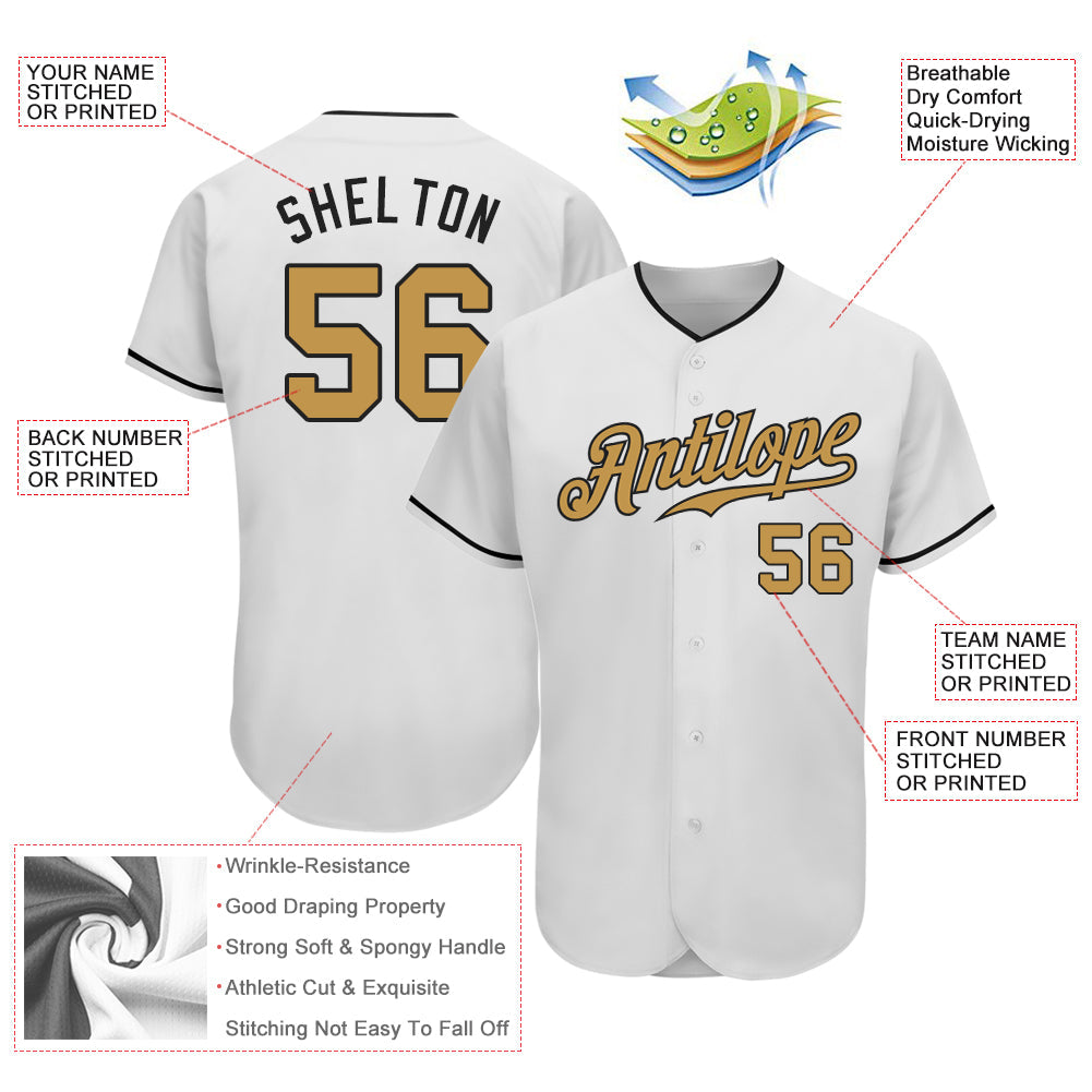 Custom White Old Gold-Black Authentic Baseball Jersey - Sky-Custom