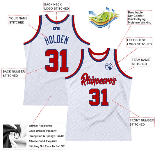 Custom White Red-Royal Authentic Throwback Basketball Jersey - Sky-Custom