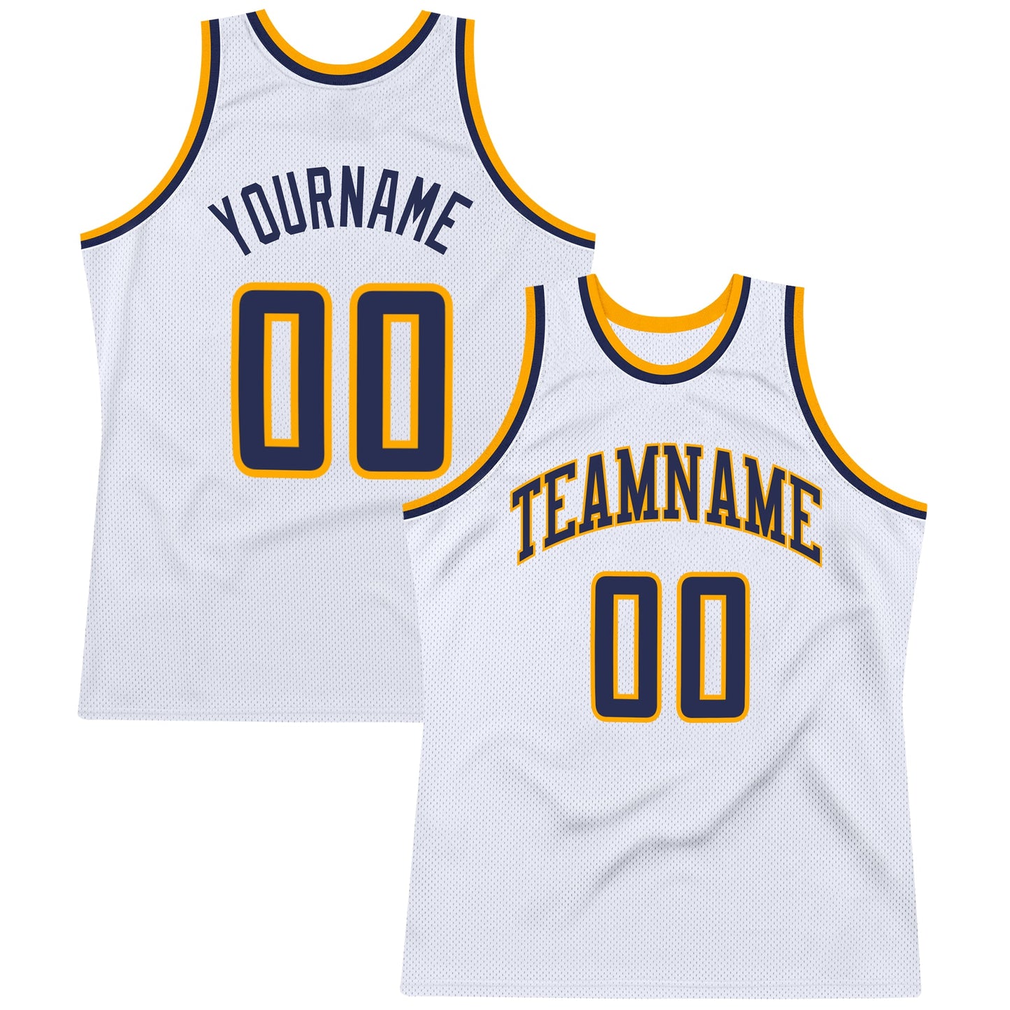 Custom White Navy-Gold Authentic Throwback Basketball Jersey - Sky-Custom