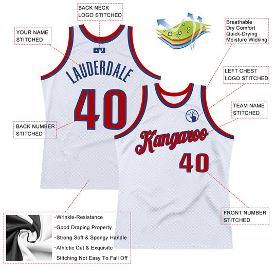 Custom White Red-Royal Authentic Throwback Basketball Jersey - Sky-Custom