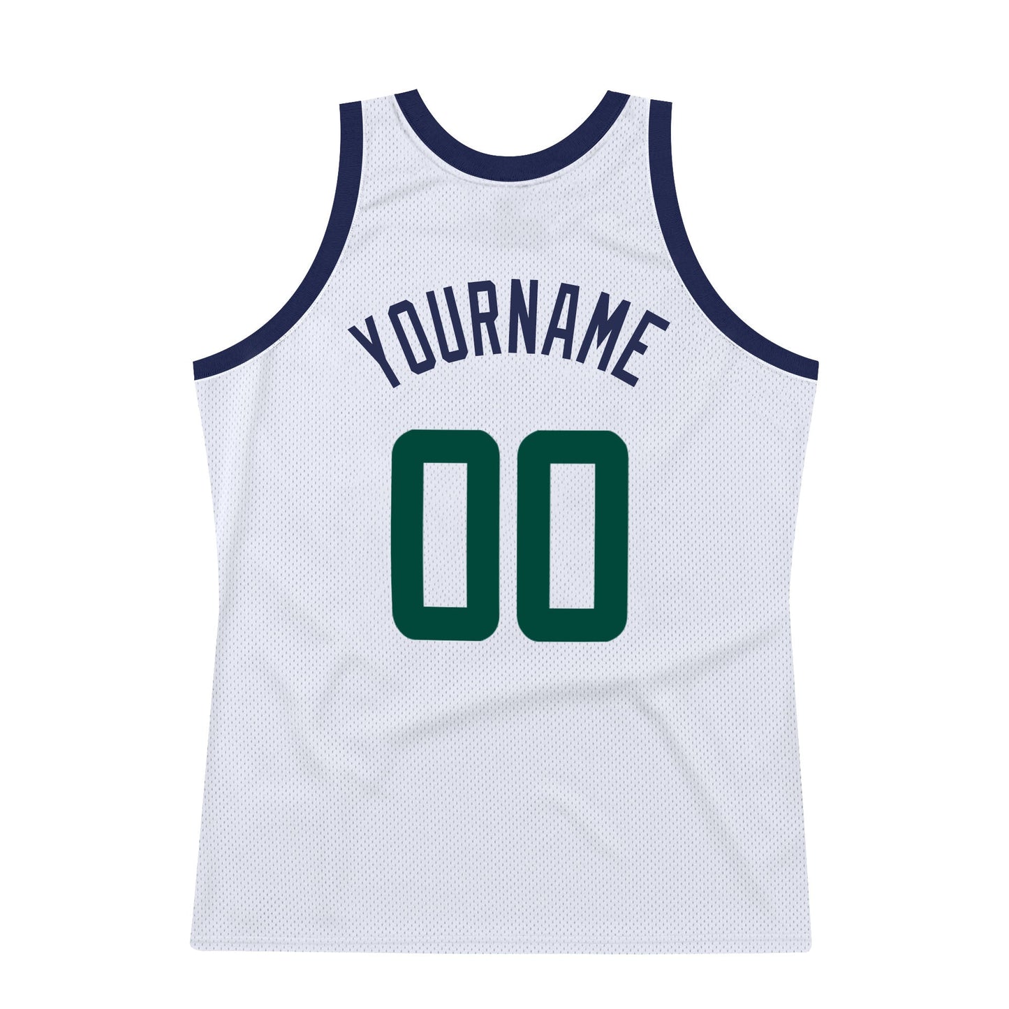 Custom White Hunter Green-Navy Authentic Throwback Basketball Jersey - Sky-Custom