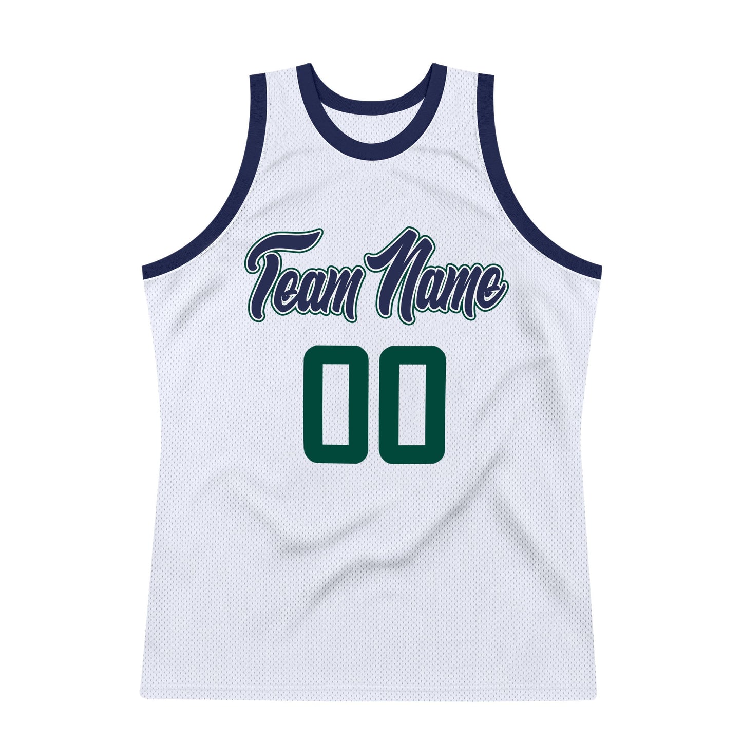 Custom White Hunter Green-Navy Authentic Throwback Basketball Jersey - Sky-Custom