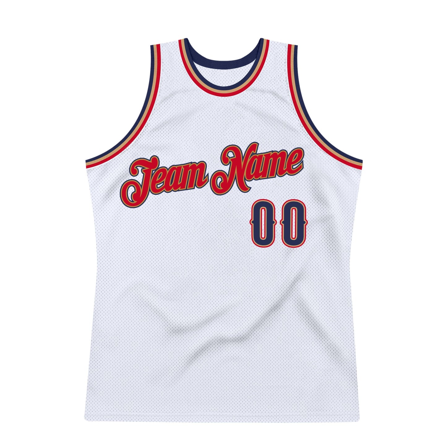 Custom White Navy-Red Authentic Throwback Basketball Jersey - Sky-Custom