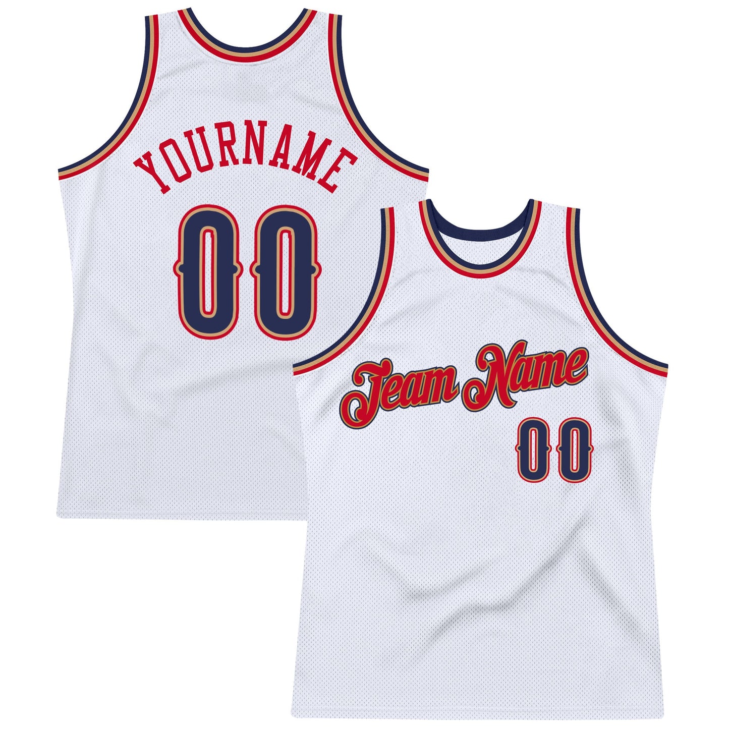 Custom White Navy-Red Authentic Throwback Basketball Jersey - Sky-Custom