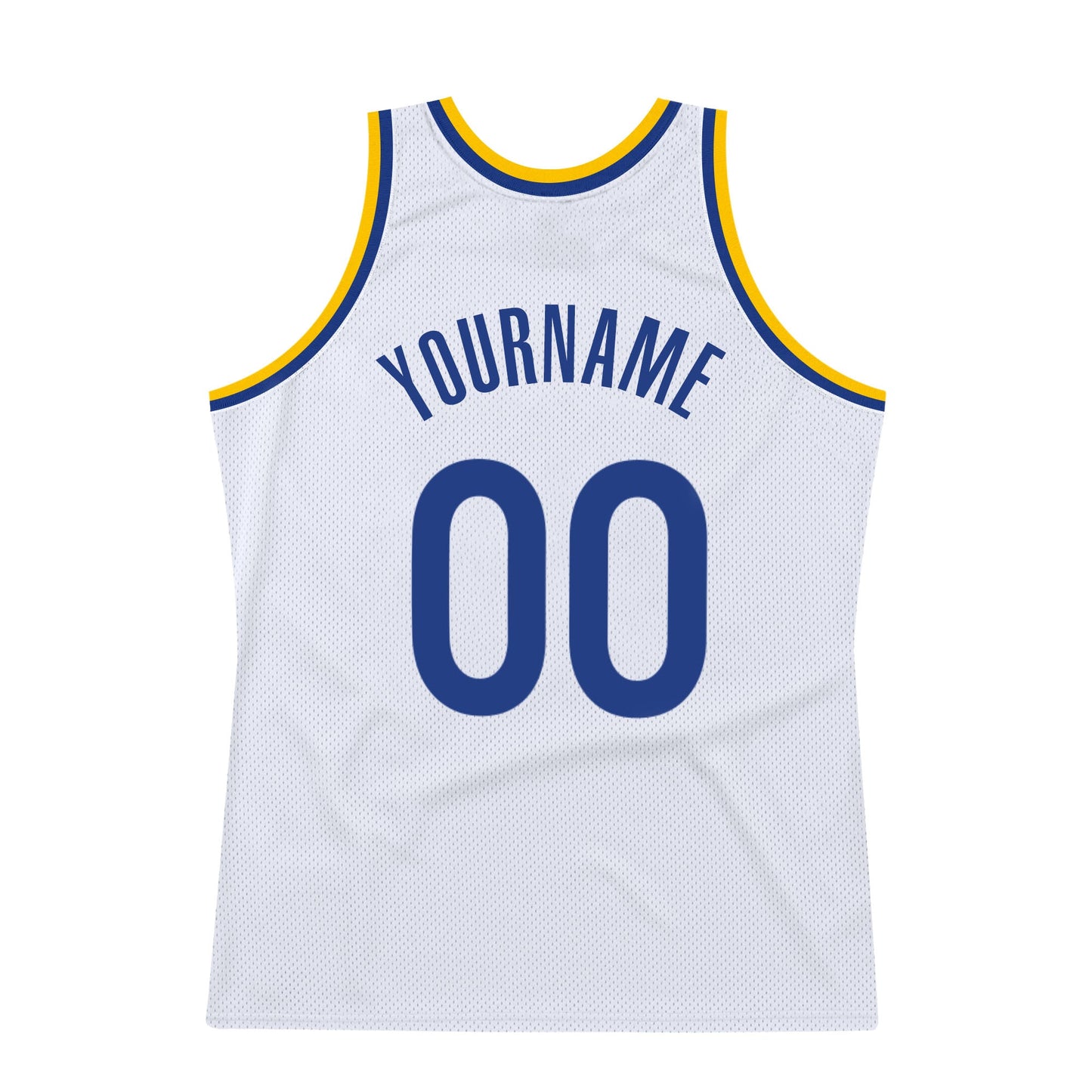 Custom White Royal-Gold Authentic Throwback Basketball Jersey - Sky-Custom