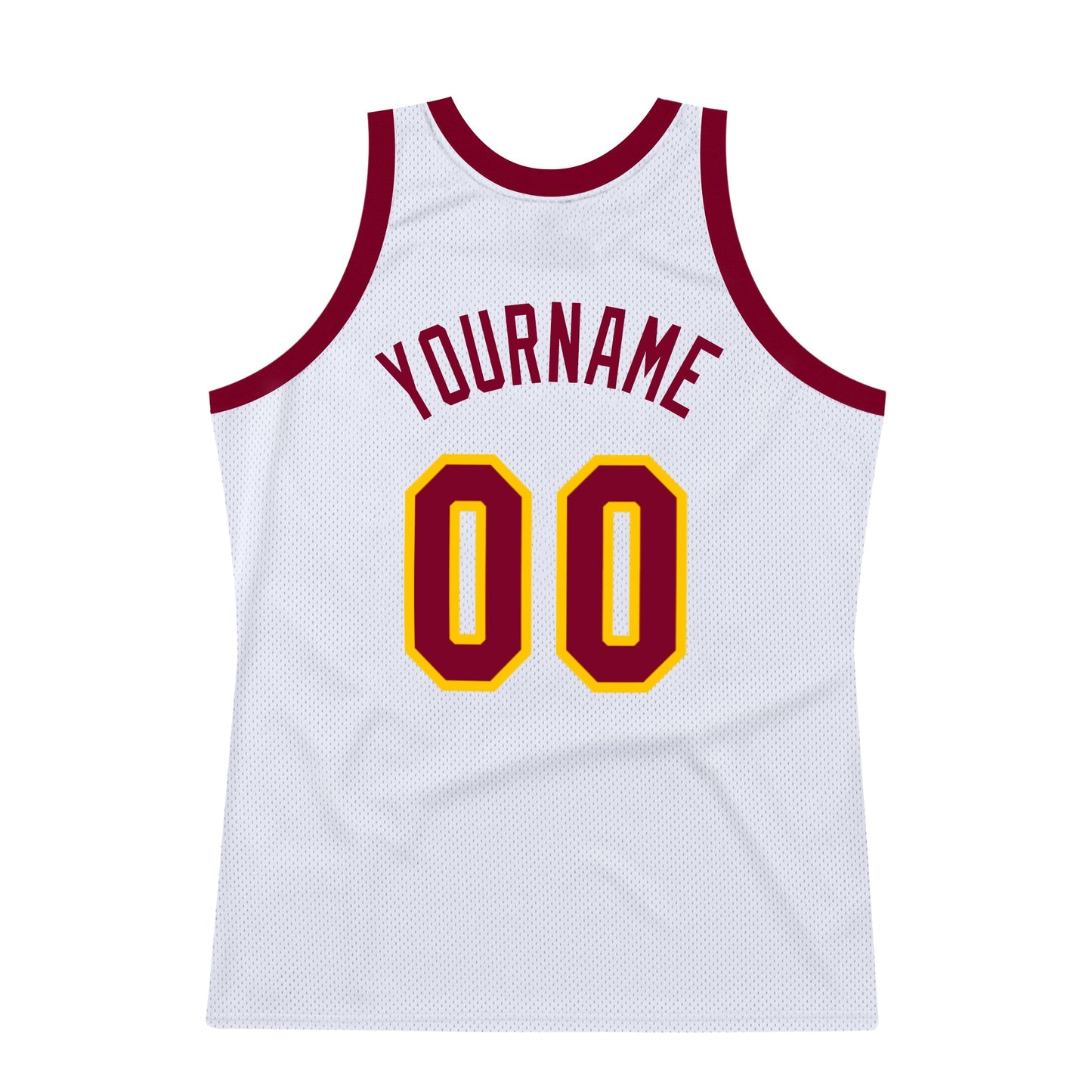 Custom White Maroon-Gold Authentic Throwback Basketball Jersey - Sky-Custom