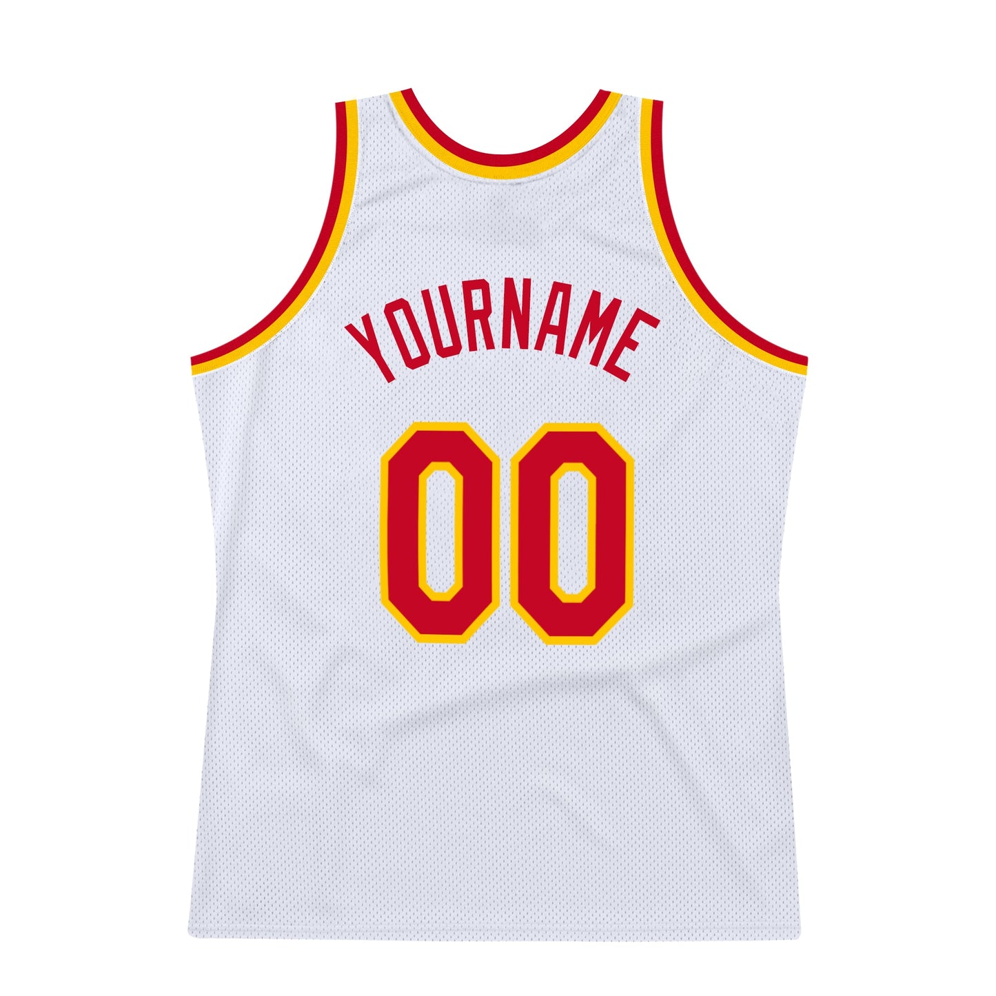 Custom White Red-Gold Authentic Throwback Basketball Jersey - Sky-Custom
