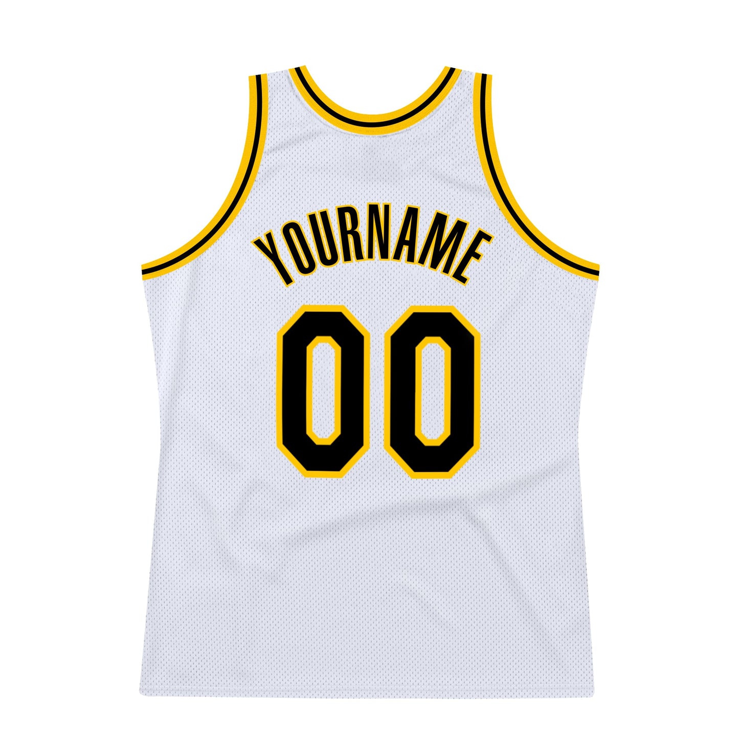 Custom White Black-Gold Authentic Throwback Basketball Jersey - Sky-Custom