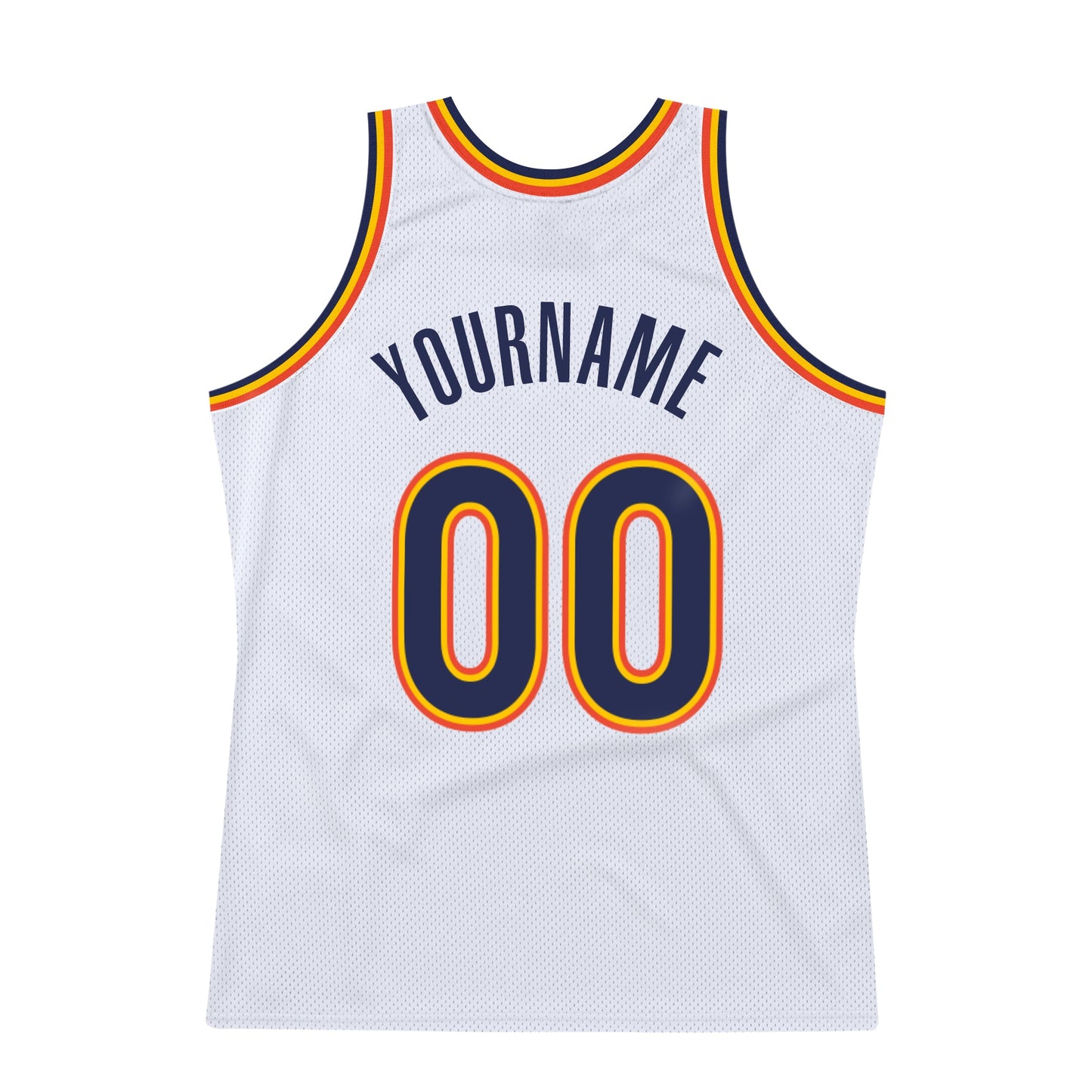 Custom White Navy-Orange Authentic Throwback Basketball Jersey - Sky-Custom