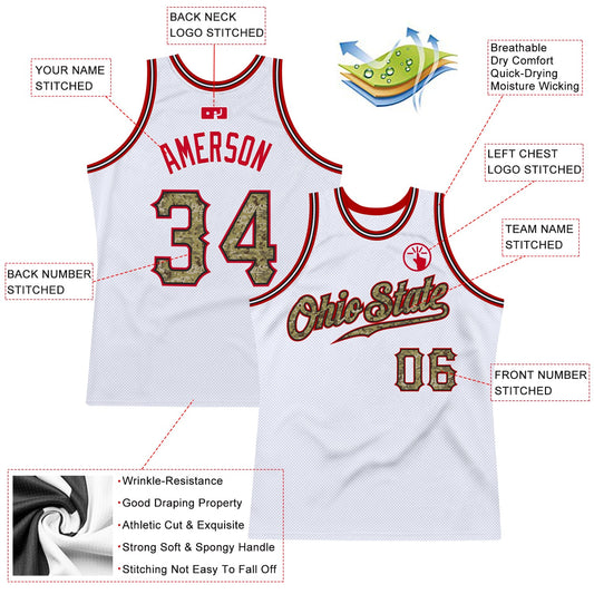 Custom White Camo-Red Authentic Throwback Basketball Jersey - Sky-Custom