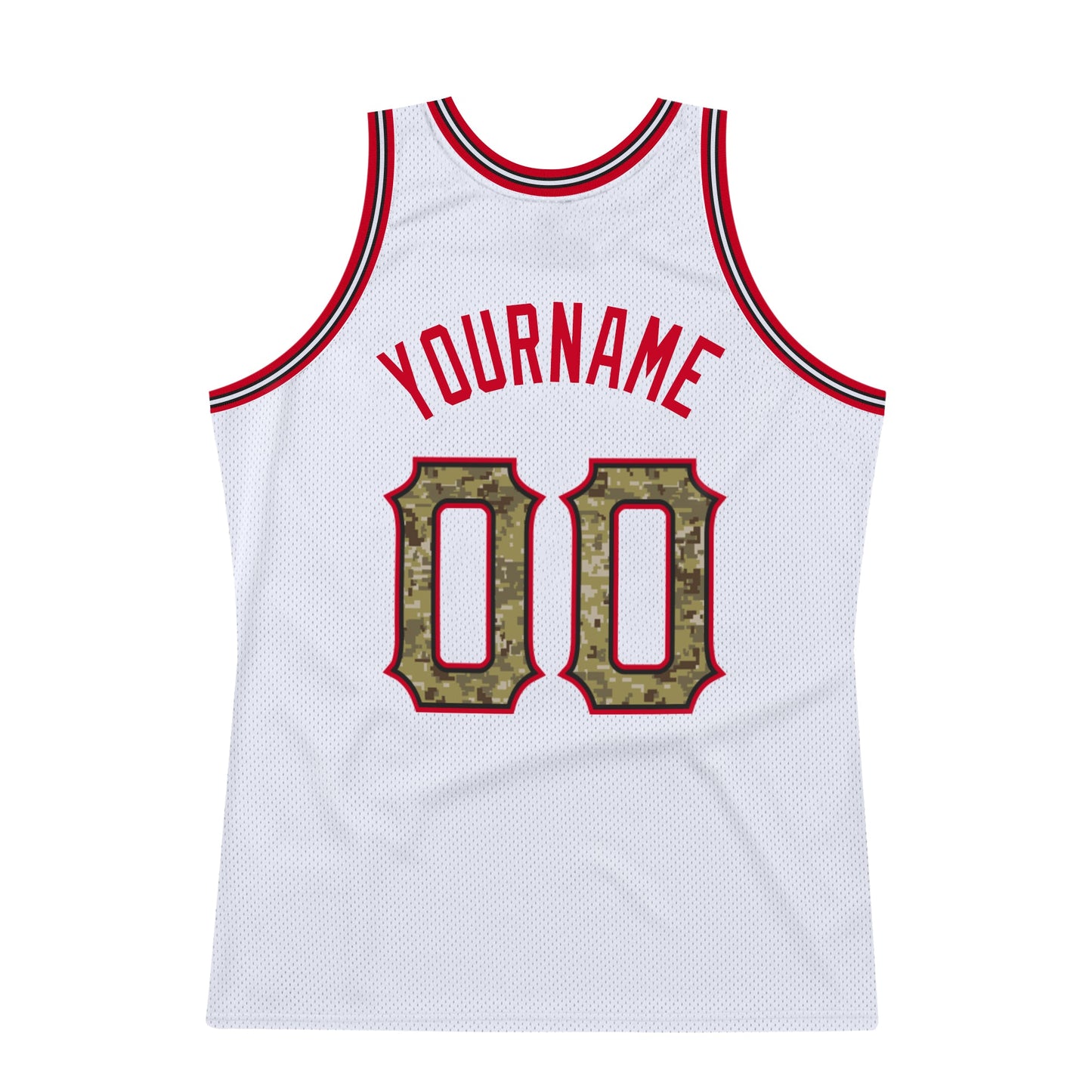 Custom White Camo-Red Authentic Throwback Basketball Jersey - Sky-Custom