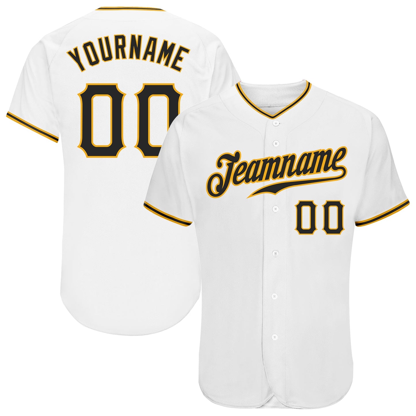 Custom White Black-Gold Authentic Baseball Jersey - Sky-Custom