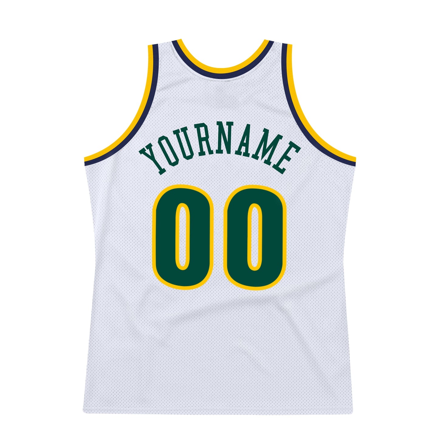 Custom White Hunter Green-Gold Authentic Throwback Basketball Jersey - Sky-Custom