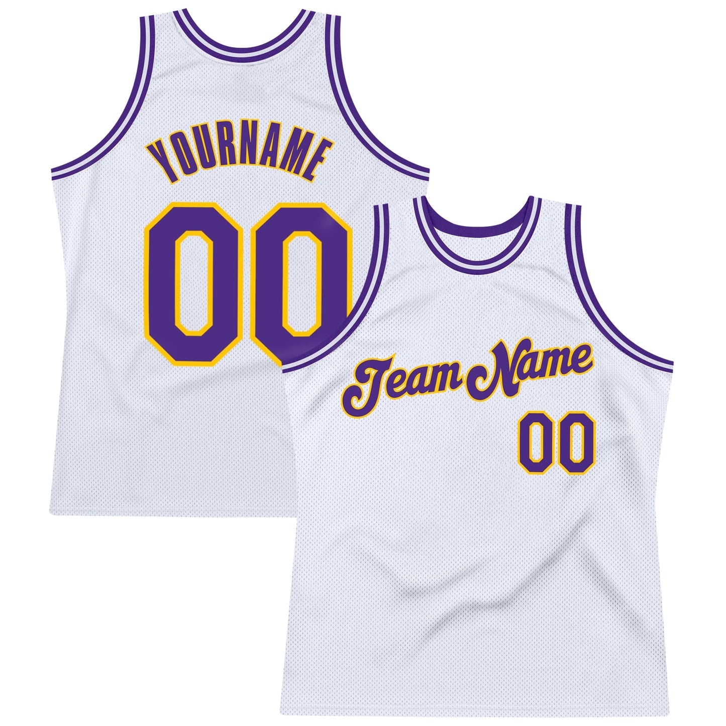 Custom White Purple-Gold Authentic Throwback Basketball Jersey - Sky-Custom