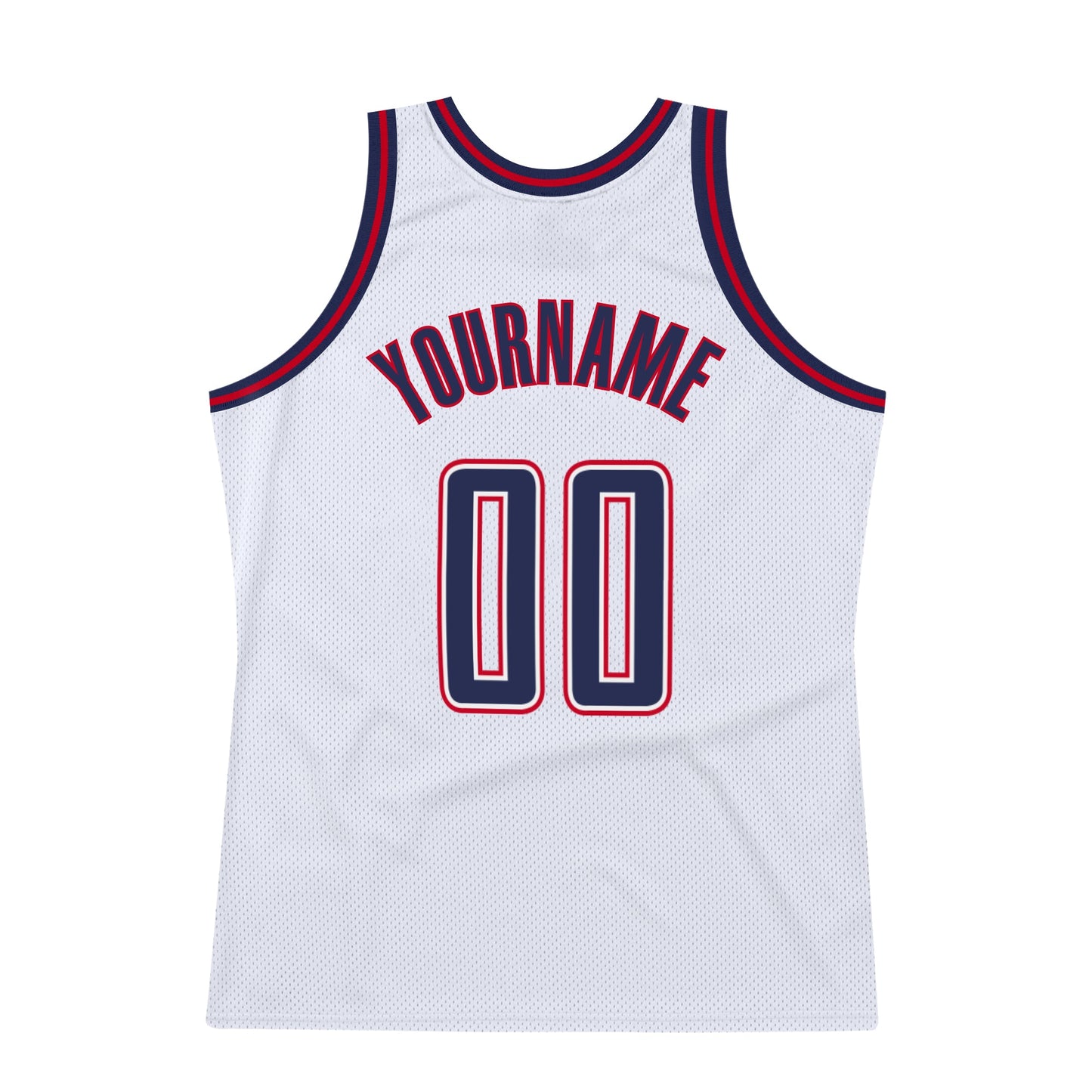 Custom White Navy-Red Authentic Throwback Basketball Jersey - Sky-Custom